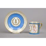 Cup and saucer, Sevres, c. 1850-1870, cylindrical cup so-called Goblet Litron with saucer,