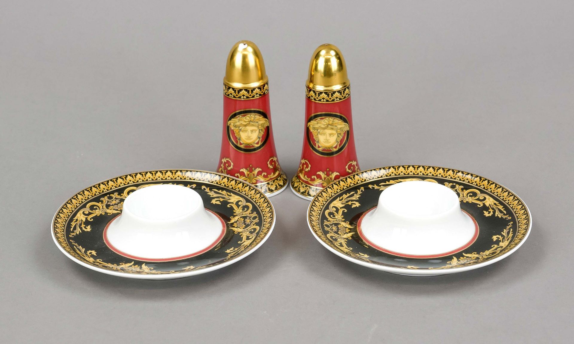 Four pieces, Rosenthal, Versace design for Rosenthal, late 20th century, polychrome decoration,