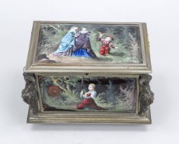 Casket with enamel painting, probably France (Limoges?), late 19th century, rectangular body with