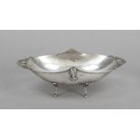 Oval bowl, Italy, 20th century, MZ, silver 800/000, on 4 feet with foliate attachments, smooth