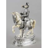 Historicism figure of a knight on horseback, German, late 19th century, probably Hanau, silver 800/