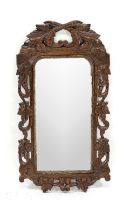 Small wall mirror from around 1880, oak, sculpted oak leaves, 55 x 30 cm