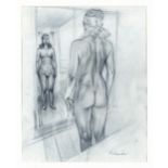 Vasyl Vostryakov (*1962), contemporary Ukrainian sculptor and painter, two erotic drawings: kneeling