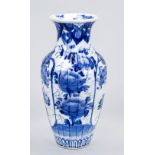 Blue and white vase, Japan, 19th century, ribbed wall, cobalt blue decoration with matching curved