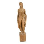 Anonymous sculptor, c. 1930, large sculpture of a female nude with mask and scarf, fully sculpted,