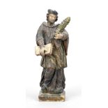 Small devotional figure of the 18th century, St. Nepomuk, wood carved in full relief and painted