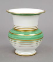 Vase, KPM Berlin, 2nd half of the 20th century, 2nd choice, Fidibus shape, with green and gold