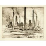Anton Scheuritzel (1874-1954), bundle of 10 etchings and lithographs with industrial motifs, each