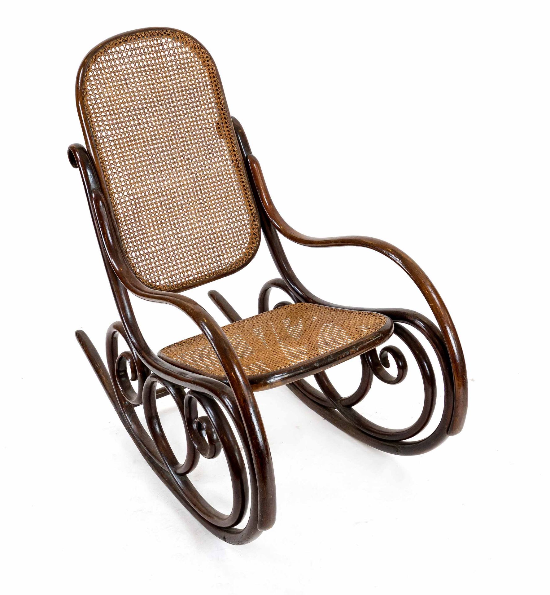 Rocking chair from around 1900, bent beech wood in the Thonet style, 100 x 56 x 110 cm - The