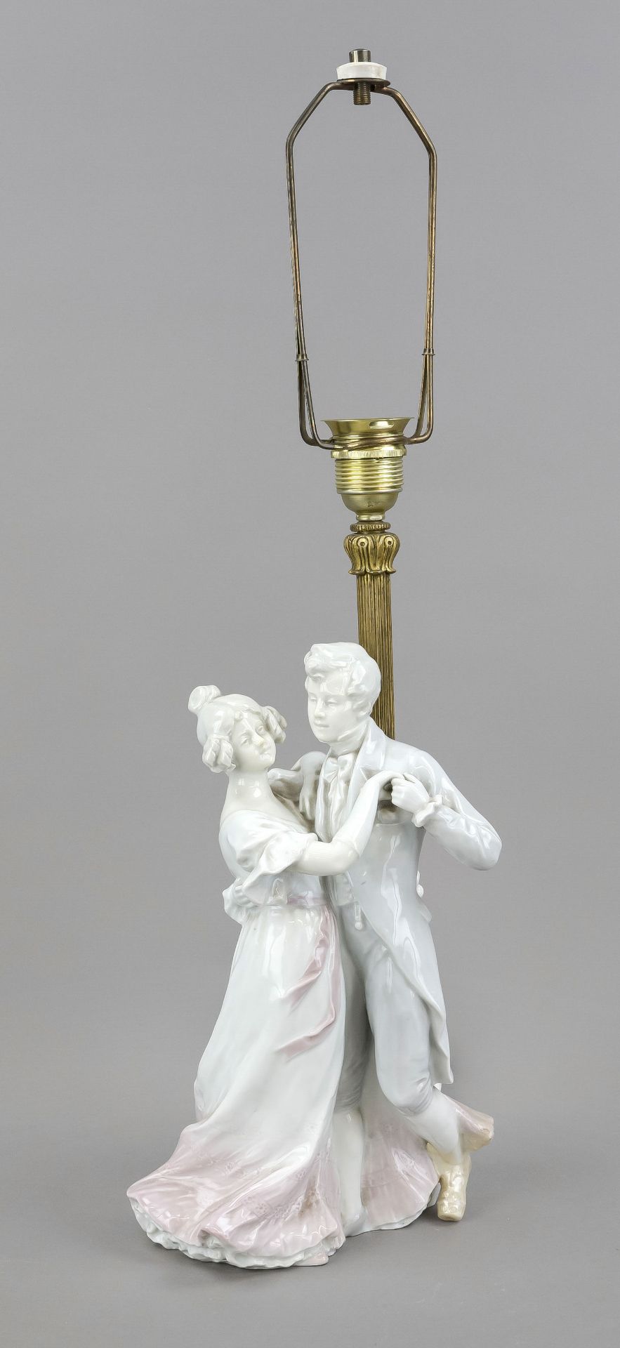 Figural table lamp, w. Lichte, Thuringia, early 20th century, porcelain body with metal mounting,