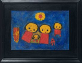 Giovanni Vetere (*1940), ital. Painter active in Eitorf a.d. Sieg, Family with sun, oil on