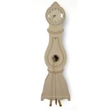 Boden, Westerstrand grandfather clock. 20th century. White painted and with gold-colored staffage.