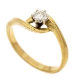 Diamond solitaire ring GG/WG 750/000 with one brilliant-cut diamond 0.35 ct l.tintedW/VS-SI, RG