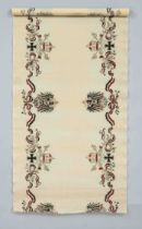 Militaria table cover?, 19th century, Prussian. Crepe paper with printed decoration, w. 50 (on