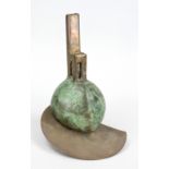 Anonymous sculptor late 20th century, chair on helmet form, brass/bronze, partly patinated,