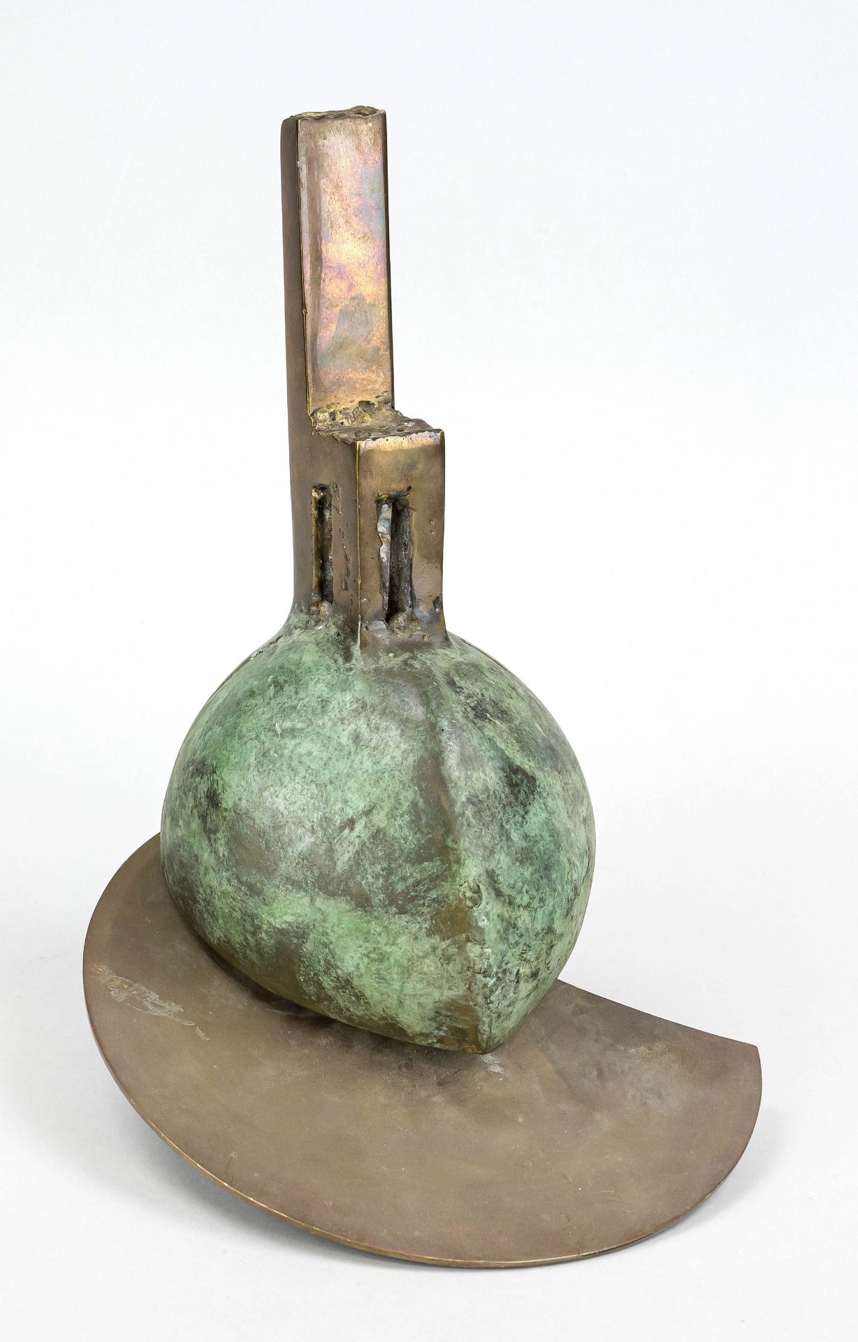 Anonymous sculptor late 20th century, chair on helmet form, brass/bronze, partly patinated,