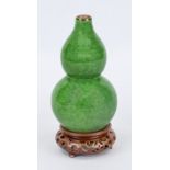Monochrome calabash vase, China, 19th/20th century, double gourd form with apple green glaze with