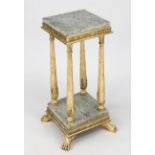 Column table with marble tops in Louis XVI style. Wood gilded with stucco. 19th/20th century, h.