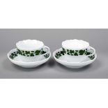 Two coffee cups with saucer, Meissen, marks after 1934, 1st and 3rd choice, New cut-out shape,