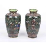 A pair of cloisonné vases, Japan, c. 1900 (Meiji). rubbed and slightly chipped, h. 12 cm