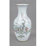 Famille Rose baluster vase, China, Republic period. Garden scene with staffage of people,