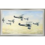 F. Wülfing, 2nd half 20th century, large painting with a fighter squadron of the 1st World War, ''