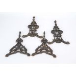 2 pairs of feet for a small table, stool or similar, around 1900, cast iron painted black. Typical