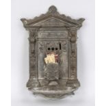 Wall matchbox holder, 2nd half 19th century, cast iron. Architectural construction in Renaissance