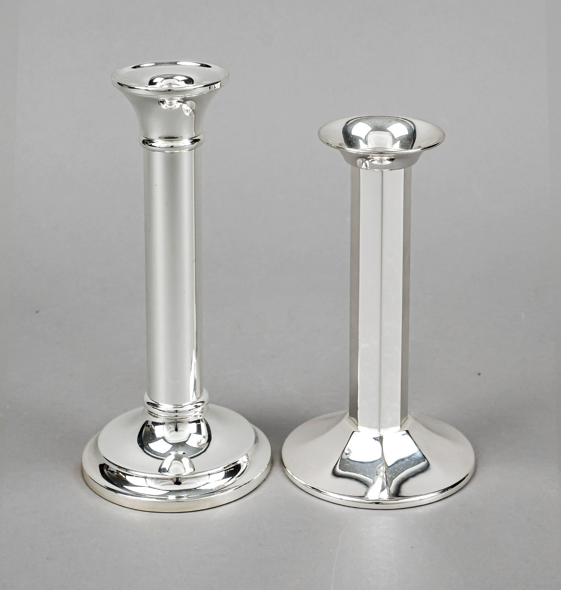 Candlestick, German, 20th century, master's mark Emil Hermann, Waldstetten, sterling silver 925/000,