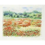 signed Hecking, late 20th century, blossoming summer landscape, pastel chalk on laid paper, signed