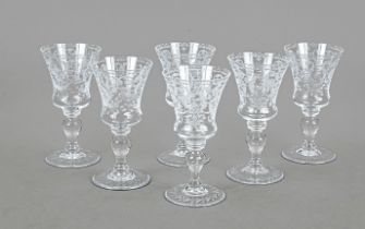 Six sherry glasses, Austria, 1st half 20th century, J. & L. Lobmeyr, Vienna, from the Baroque