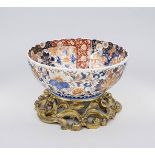 Imari chrysanthemum bowl with European bronze mounting, Japan 19th century Decorated inside and