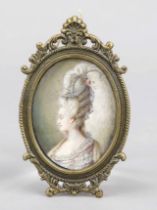 Oval miniature, probably France or Austria, 19th century Polychrome tempera painting on a bone