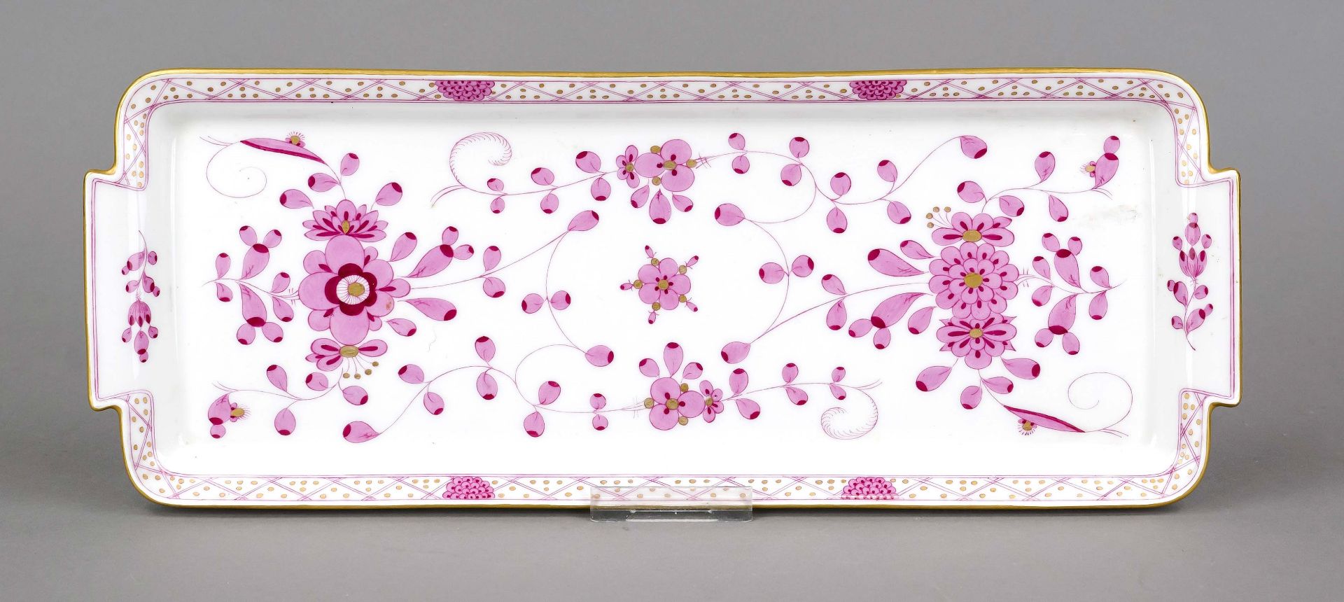 Rectangular tray, Meissen, mark after 1934, deputation, Indian purple decoration with decorative