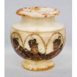 Marble vase, India 19th/20th century, shouldered form with slightly retracted neck and bulging lip