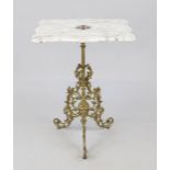 Side table, balcony table, 20th century, three-pass ornamented iron base with gold decoration.