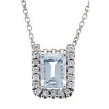 Aquamarine pendant WG 750/000 with an emerald-cut faceted aquamarine 1.30 ct in light to pale
