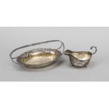 Oval handled bowl, German, 20th century, maker's mark Wilhelm Binder, Schwäbisch Gmünd, silver 800/