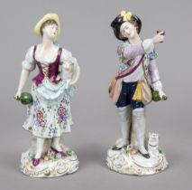 Shepherd and shepherdess, Rudolstadt-Volkstedt, Thuringia, 20th century, shepherdess with lamb and