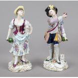 Shepherd and shepherdess, Rudolstadt-Volkstedt, Thuringia, 20th century, shepherdess with lamb and