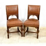 Set of four Wilhelminian-style chairs, c. 1880, solid oak, carved and turned in the style of the