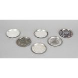 Six coasters, 20th century, marked FS, sterling silver 925/000, corded rim decoration, Ø 9 cm,