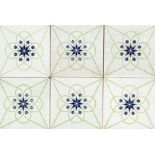 50 tiles, early 20th century, polychrome decoration in blue and green on a star base (stylized