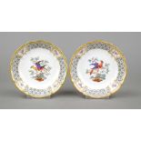 Two small bowls, Nymphenburg, mark 1910-75, of round form with curved rim, the mirror with