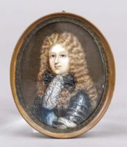 Oval miniature, French, 19th century, polychrome tempera painting on bone plate. Philippe d'Orléans,