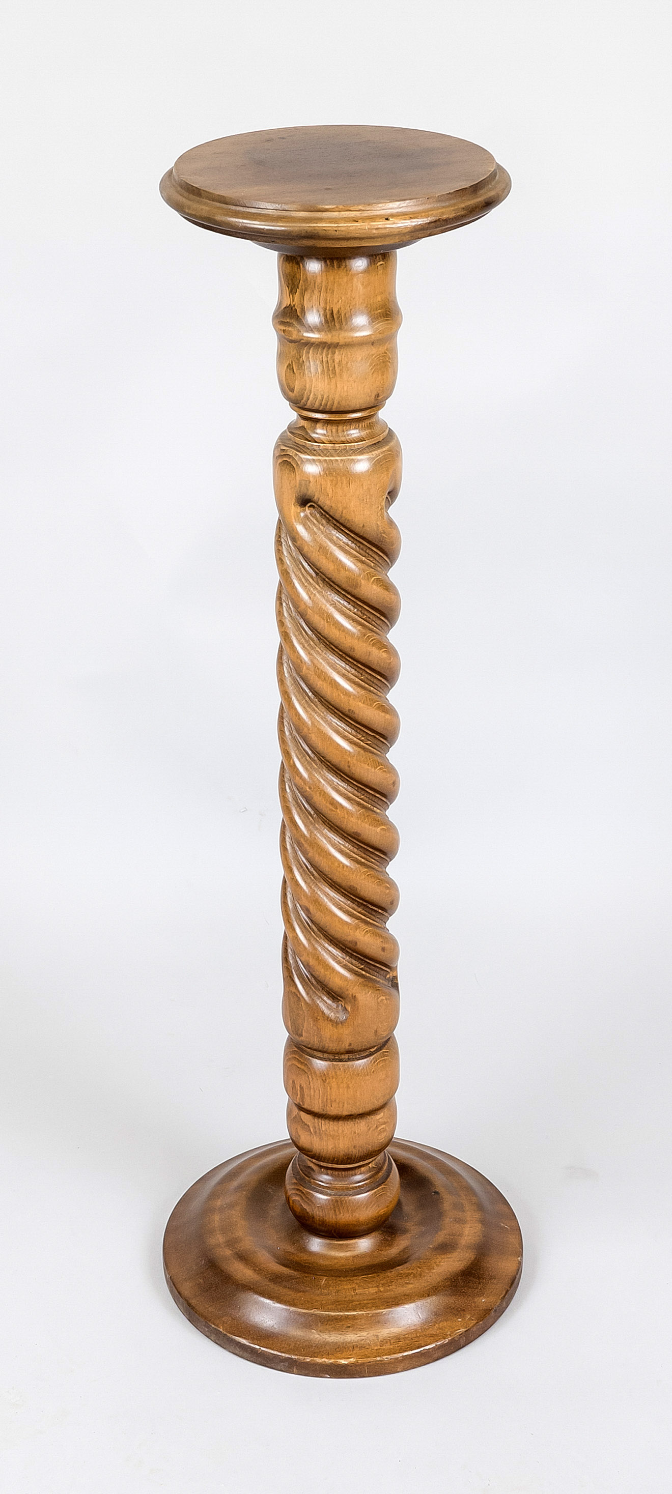 Flower column, 20th century, finely grained hardwood, turned shaft, round top plate, h. 88 cm