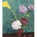 Monogrammist RT, 1st half 20th century, floral still life, oil on cardboard, monogrammed lower left,