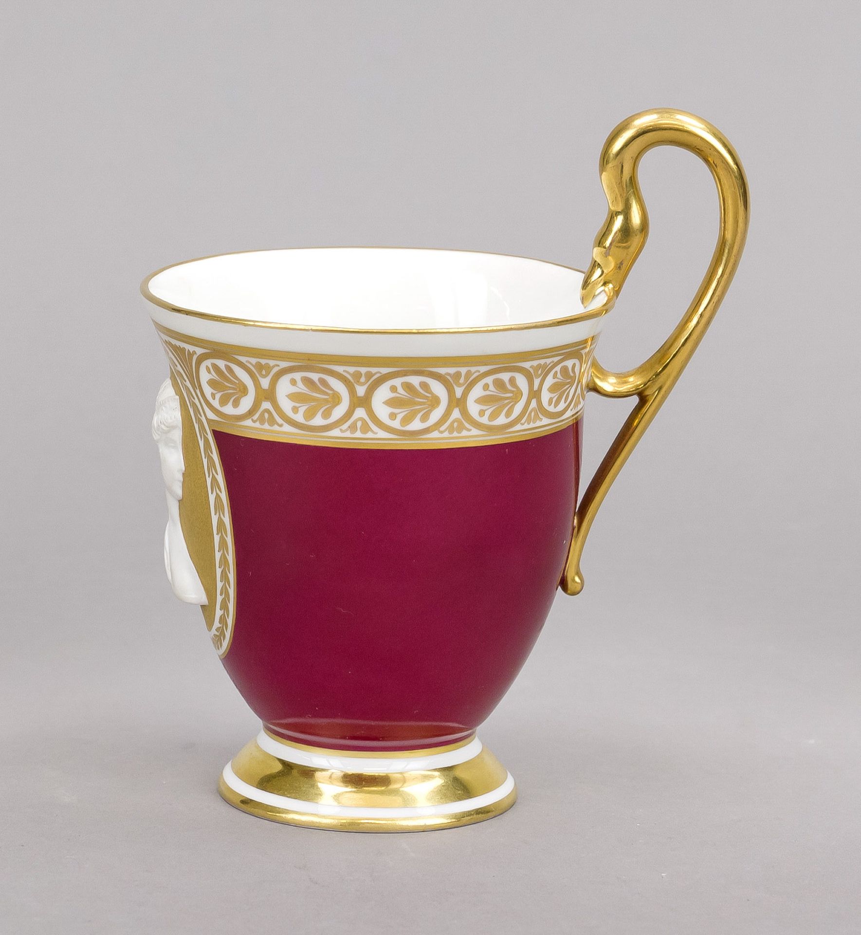 Luise cup with saucer, KPM Berlin, mark 1870-1945, 1st choice, red imperial orb mark, WW1 mark, - Image 2 of 2