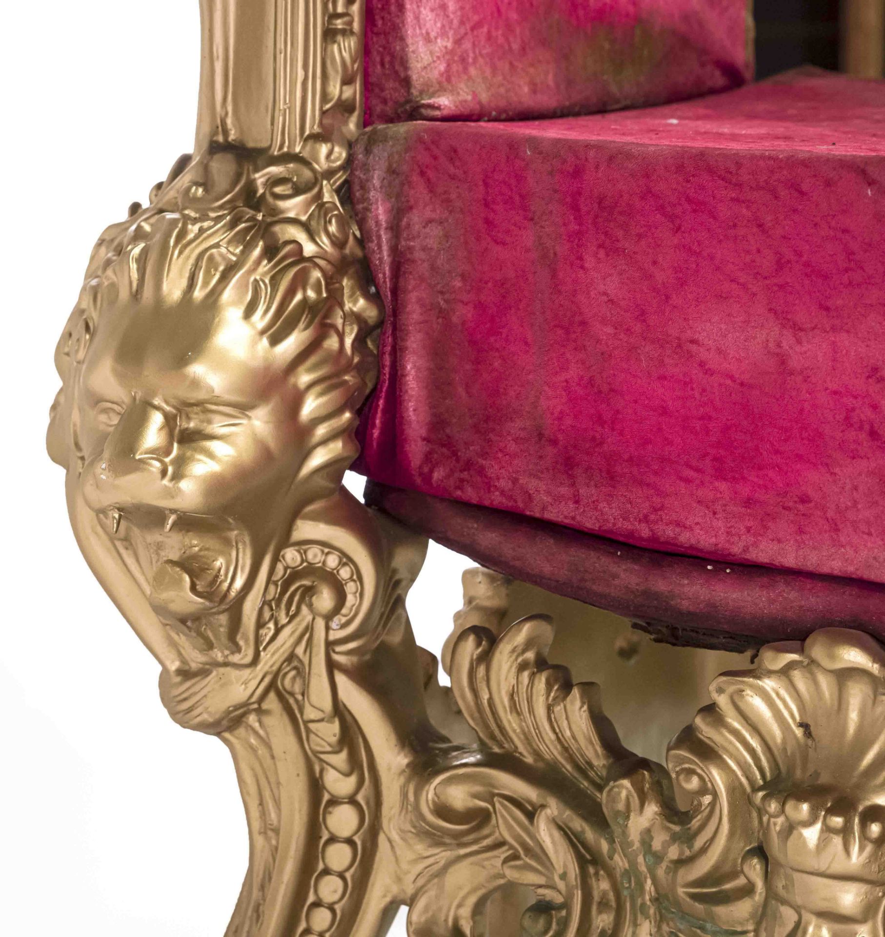 Magnificent Baroque-style throne armchair, 20th century, carved and gilded wood, carved lion's - Image 5 of 5