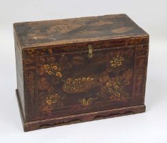 Chest, Asia? probably 19th century, rectangular wooden body with painting, brass clasp, rubbed, 48 x